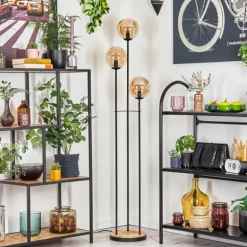 Gastor Lampadaire 30 cm Bois clair, Noir, 3 lumières