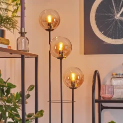 Gastor Lampadaire 30 cm Bois clair, Noir, 3 lumières