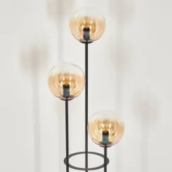 Gastor Lampadaire 30 cm Bois clair, Noir, 3 lumières