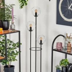Gastor Lampadaire 30 cm Bois clair, Noir, 3 lumières