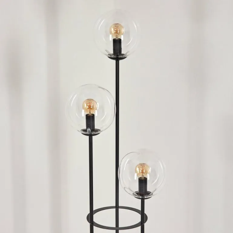 Gastor Lampadaire 30 cm Bois clair, Noir, 3 lumières