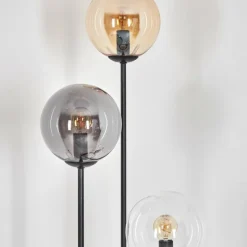 Gastor Lampadaire 30 cm Bois clair, Noir, 3 lumières
