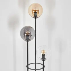 Gastor Lampadaire 30 cm Bois clair, Noir, 3 lumières