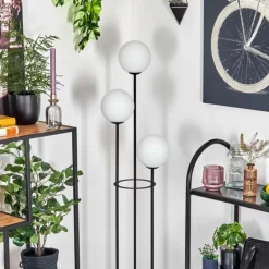 Gastor Lampadaire 30 cm Bois clair, Noir, 3 lumières