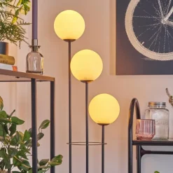 Gastor Lampadaire 30 cm Bois clair, Noir, 3 lumières
