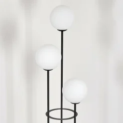 Gastor Lampadaire 30 cm Bois clair, Noir, 3 lumières