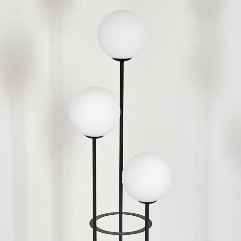 Gastor Lampadaire 30 cm Bois clair, Noir, 3 lumières