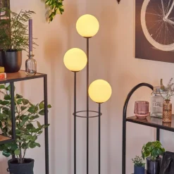 Gastor Lampadaire 30 cm Bois clair, Noir, 3 lumières