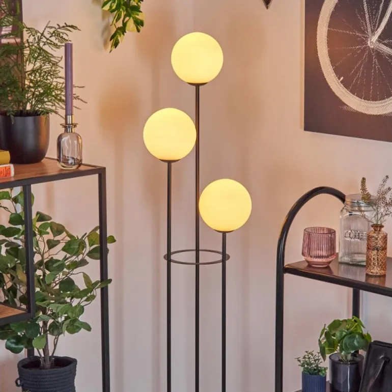 Gastor Lampadaire 30 cm Bois clair, Noir, 3 lumières