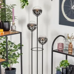 Gastor Lampadaire 30 cm Bois clair, Noir, 3 lumières