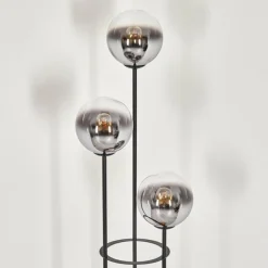 Gastor Lampadaire 30 cm Bois clair, Noir, 3 lumières
