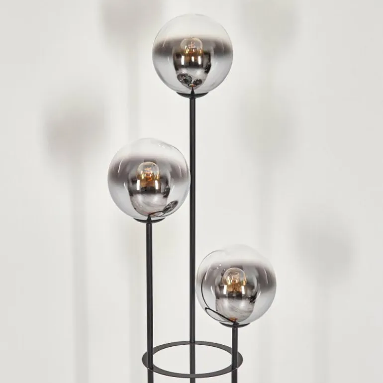 Gastor Lampadaire 30 cm Bois clair, Noir, 3 lumières