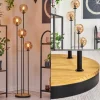 Gastor Lampadaire 30 cm Bois foncé, Noir, 4 lumières
