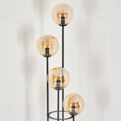 Gastor Lampadaire 30 cm Bois foncé, Noir, 4 lumières