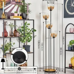 Gastor Lampadaire 30 cm Bois foncé, Noir, 4 lumières