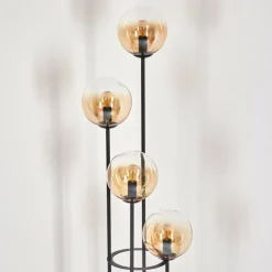 Gastor Lampadaire 30 cm Bois foncé, Noir, 4 lumières