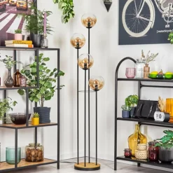 Gastor Lampadaire 30 cm Bois foncé, Noir, 4 lumières