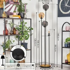 Gastor Lampadaire 30 cm Bois foncé, Noir, 4 lumières