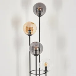 Gastor Lampadaire 30 cm Bois foncé, Noir, 4 lumières