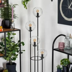 Gastor Lampadaire 30 cm Bois foncé, Noir, 4 lumières