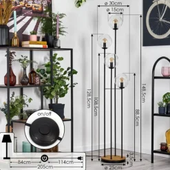 Gastor Lampadaire 30 cm Bois foncé, Noir, 4 lumières
