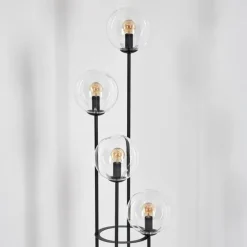 Gastor Lampadaire 30 cm Bois foncé, Noir, 4 lumières