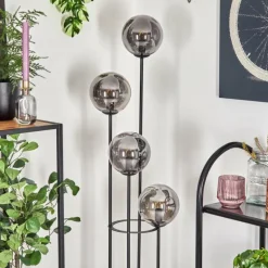 Gastor Lampadaire 30 cm Bois foncé, Noir, 4 lumières