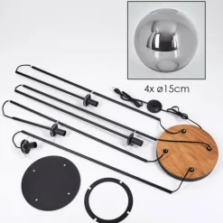 Gastor Lampadaire 30 cm Bois foncé, Noir, 4 lumières