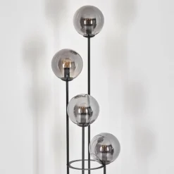 Gastor Lampadaire 30 cm Bois foncé, Noir, 4 lumières