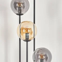 Gastor Lampadaire 30 cm Bois foncé, Noir, 4 lumières