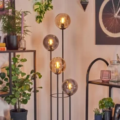 Gastor Lampadaire 30 cm Bois foncé, Noir, 4 lumières
