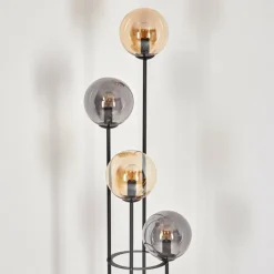 Gastor Lampadaire 30 cm Bois foncé, Noir, 4 lumières