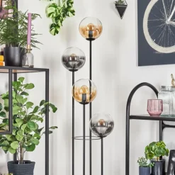 Gastor Lampadaire 30 cm Bois foncé, Noir, 4 lumières