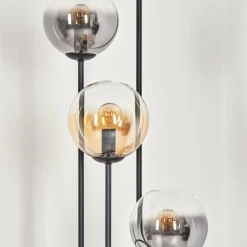 Gastor Lampadaire 30 cm Bois foncé, Noir, 4 lumières