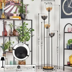 Gastor Lampadaire 30 cm Bois foncé, Noir, 4 lumières
