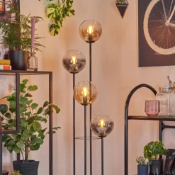 Gastor Lampadaire 30 cm Bois foncé, Noir, 4 lumières
