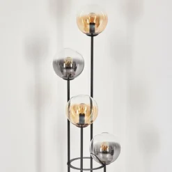 Gastor Lampadaire 30 cm Bois foncé, Noir, 4 lumières