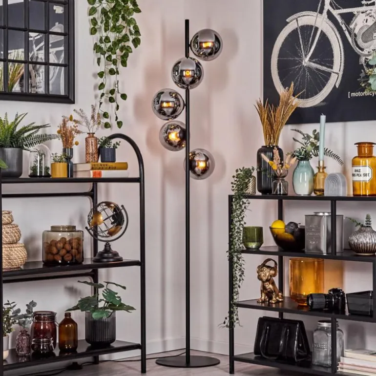 Gastor Lampadaire 33 cm Chrome, Fumé, 5 lumières
