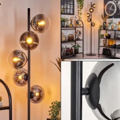 Gastor Lampadaire 33 cm Chrome, Clair, Fumé, 5 lumières