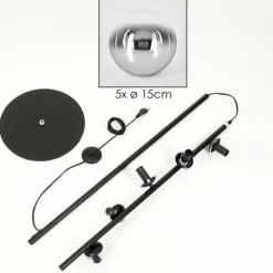 Gastor Lampadaire 33 cm Chrome, Clair, Fumé, 5 lumières