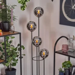 Gastor Lampadaire 30 cm Chrome, Fumé, 4 lumières