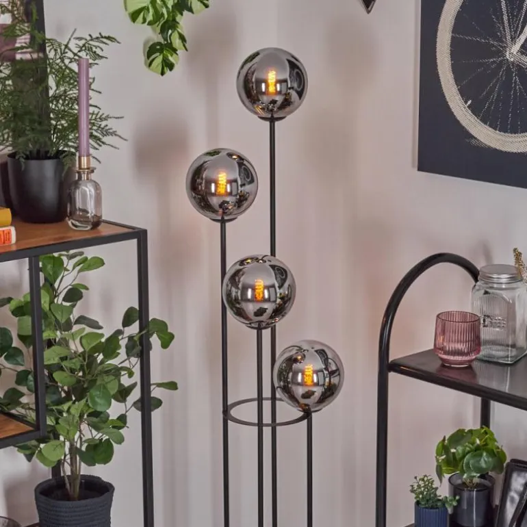 Gastor Lampadaire 30 cm Chrome, Fumé, 4 lumières
