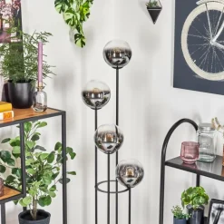 Gastor Lampadaire 30 cm Chrome, Clair, Fumé, 4 lumières