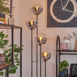 Gastor Lampadaire 30 cm Chrome, Clair, Fumé, 4 lumières