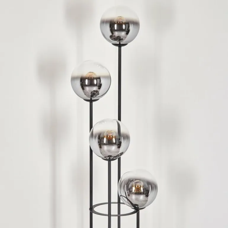 Gastor Lampadaire 30 cm Chrome, Clair, Fumé, 4 lumières
