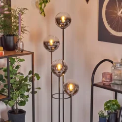 Gastor Lampadaire 30 cm Chrome, Clair, Fumé, 4 lumières