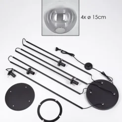 Gastor Lampadaire 30 cm Clair, Fumé, 4 lumières