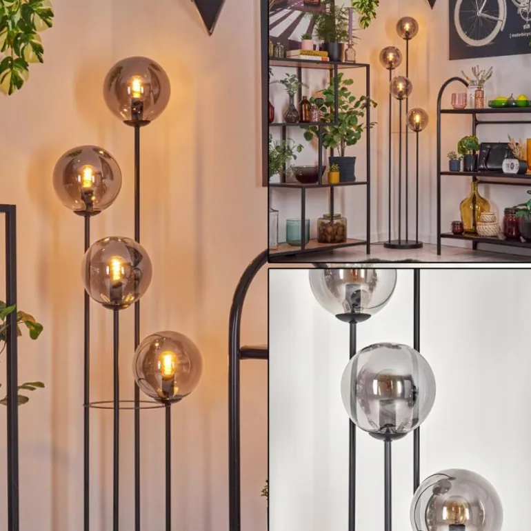 Gastor Lampadaire 30 cm Fumé, 4 lumières