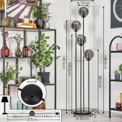 Gastor Lampadaire 30 cm Fumé, 4 lumières