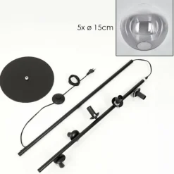 Gastor Lampadaire 33 cm Noir, 5 lumières